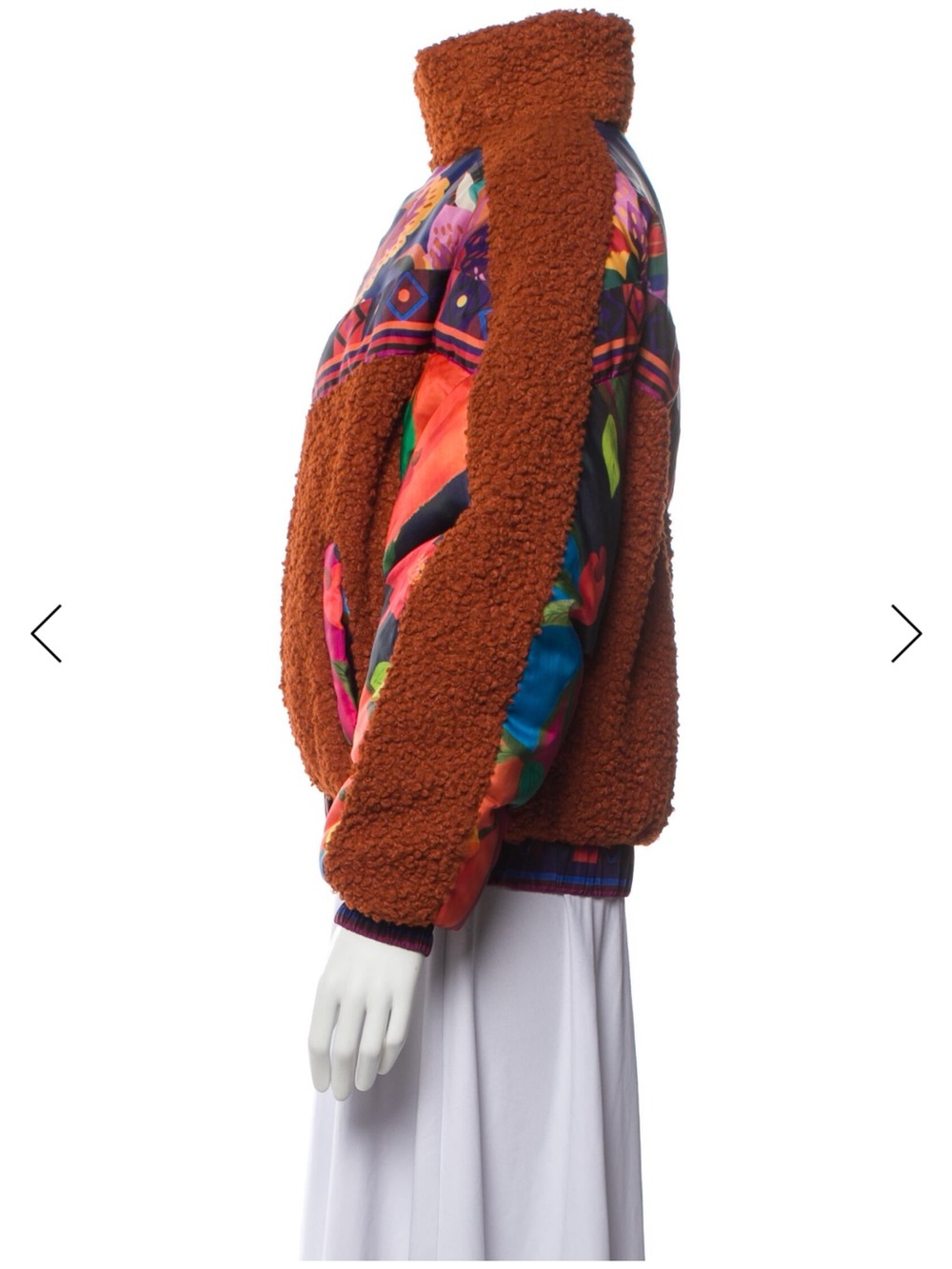 Farm Rio Brown Lucy Floral Reversible Sherpa Jacket with Vibrant Floral Panels - Picture 2 of 5